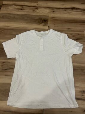 Classic White Henley Short-Sleeve Shirt - Old Navy